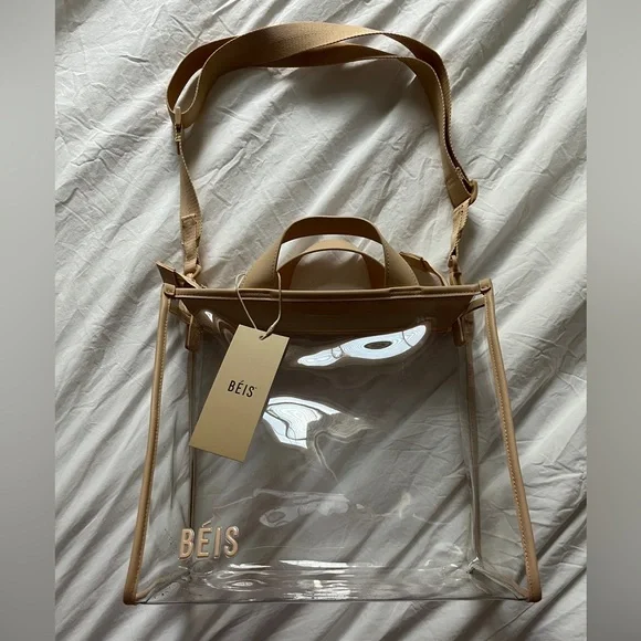NWT Beis Clear Stadium Tote in Beige - Picture 3 of 8